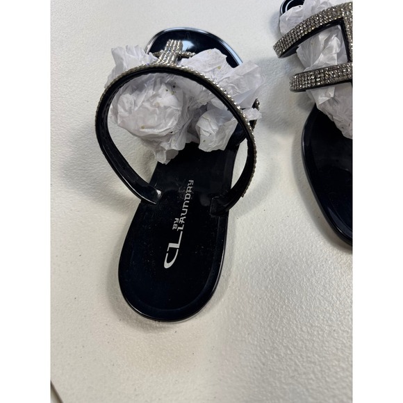 Rhinestone Thong Sandals Women's Black Jelly Slides Casual Sparkle Summer‎ - Picture 6 of 6